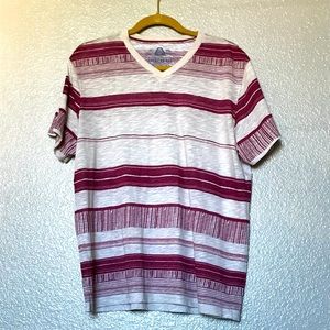 American Rag Burgundy and Gray Striped T-